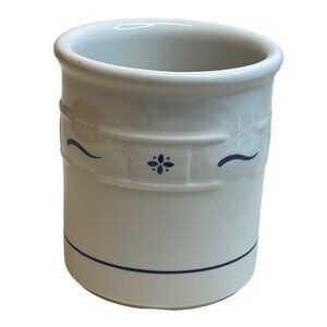 Longaberger Pottery Classic Blue Woven Traditions Utensil Holder 5 1/2”